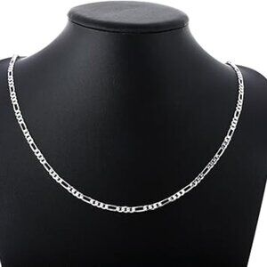 NWT 925 Sterling Silver UNISEX ​Figaro Chain Necklace 20in